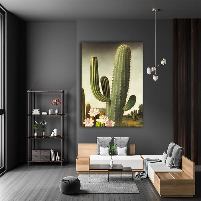 WEB007 0031 ML 0049 49132460 an artistic illustration of a pink cactus flower and its prickly stem AOAY8190