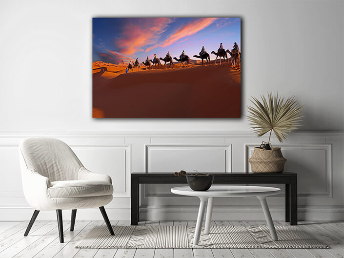 WEEB05 0031 ML 0035 39990382 camel caravan going through the Sahara desert in Morocco at sunset AOAY5243