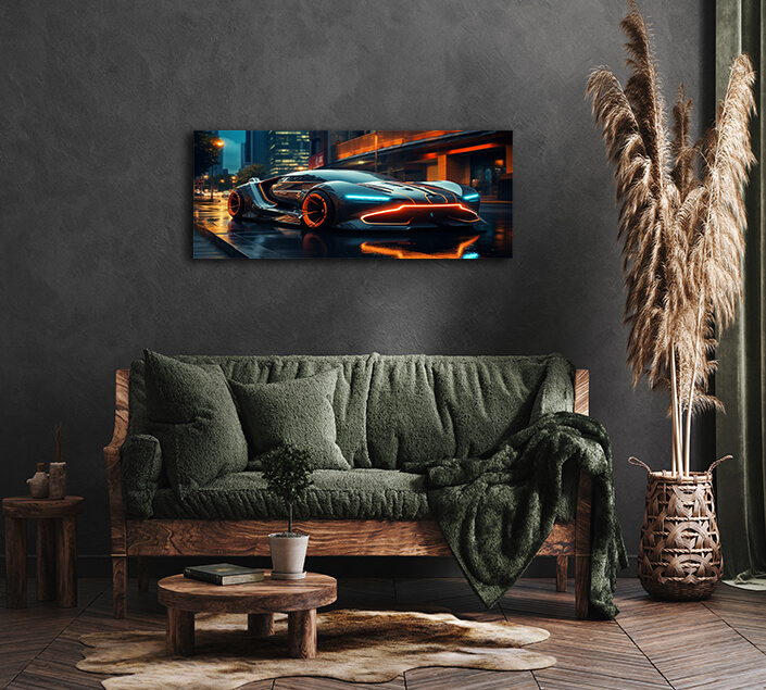 W1 0008 MP&PRINT 0001 57081406 Model Sports Car With Lights Reflecting Driving Fast AOAY12749