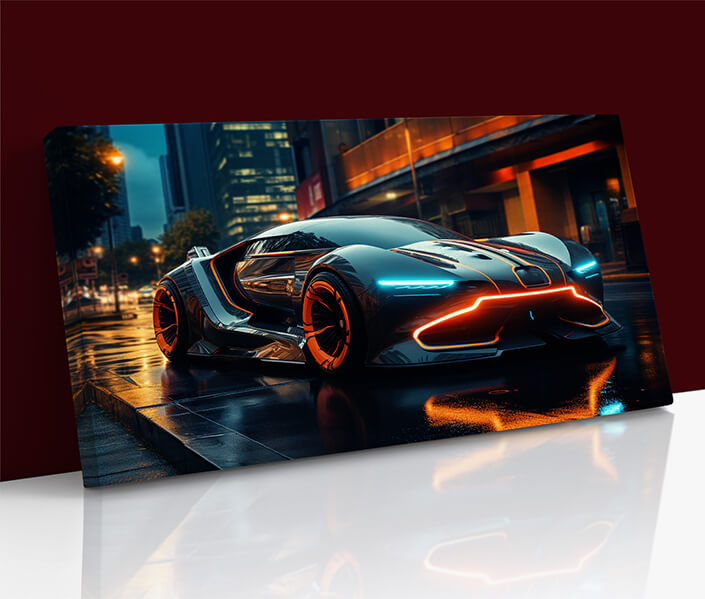 W1 0028 N1 57081406 Model Sports Car With Lights Reflecting Driving Fast AOAY12749