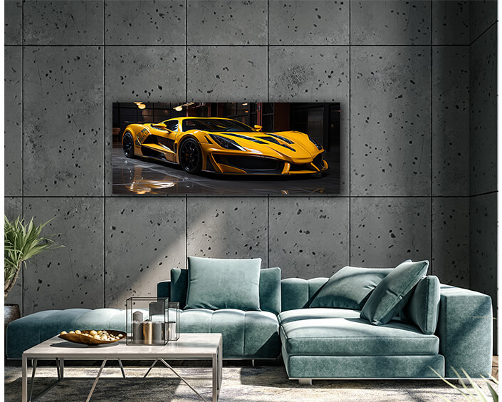 W 0008 E6 0007 MP&PRINT 0003 56037114 Yellow Powerful Futuristic Supercar With Colorful Lights AOAY12770