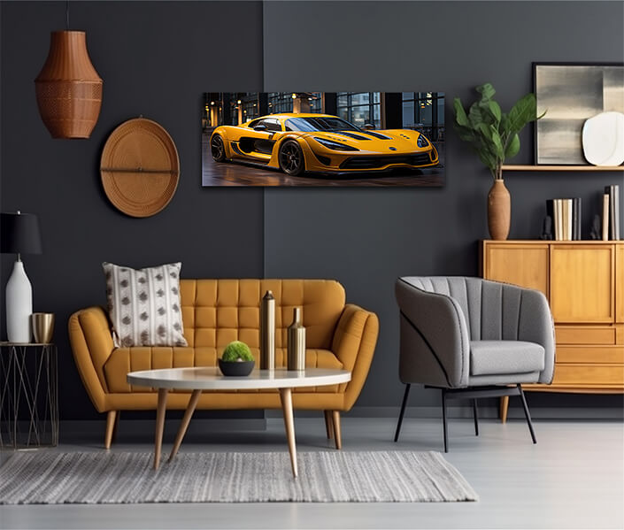 W 0013 E5 0006 MP&PRINT 0003 56037242 Yellow Powerful Futuristic Supercar With Colorful Lights AOAY12776