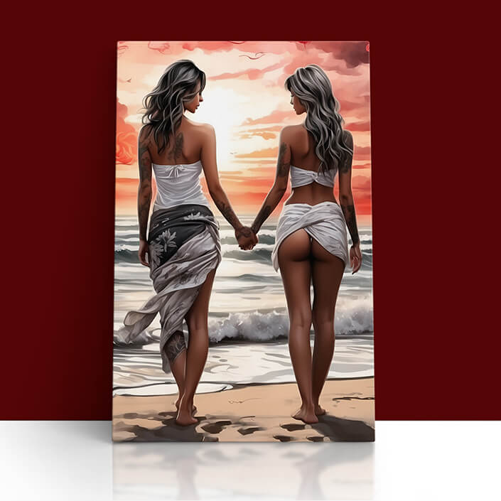 w_0021_M12_57395572_Two Women Walking On Beach Holding Hands Serene Moment Of Togetherness AOA13998 (3)