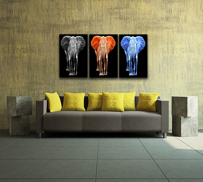 M1 three big elephant on black backdrop arted aoa14294