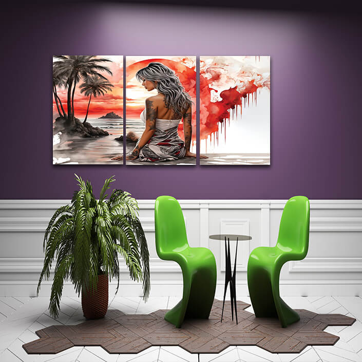 N2 57305000 Painting Of Woman Sitting On Beach AOA13999 (AOA13129)