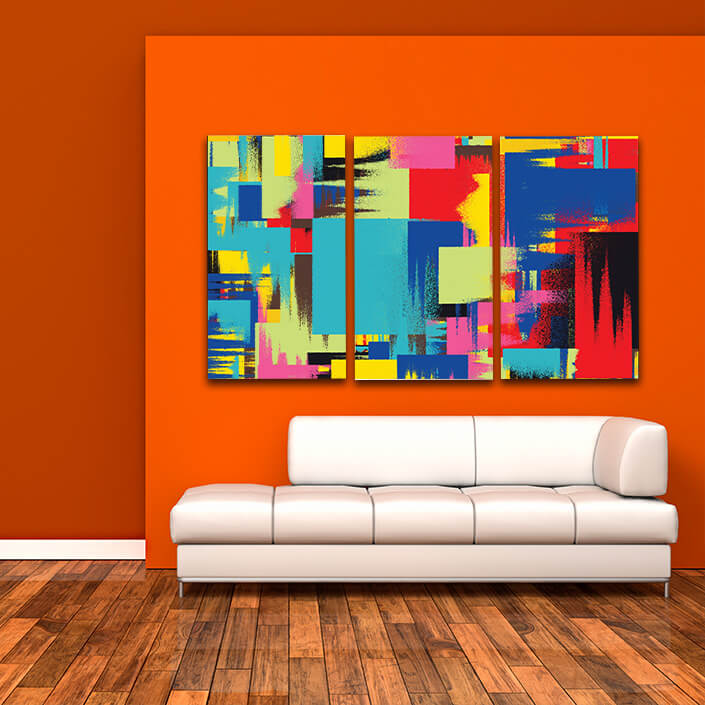 MULTI COLOURED  ABSTRACT  PAINTING  AOA13133 {x3}