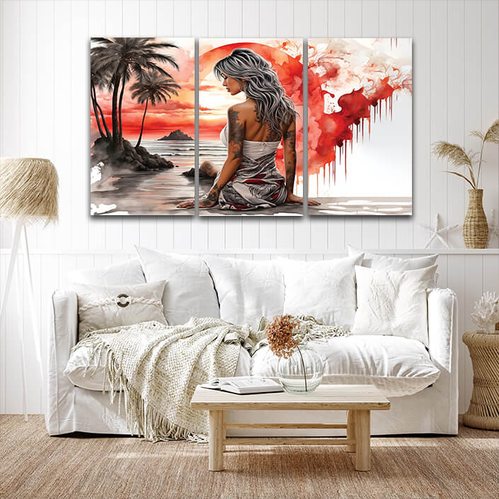 N5 57305000 Painting Of Woman Sitting On Beach AOA13999 (AOA13129)