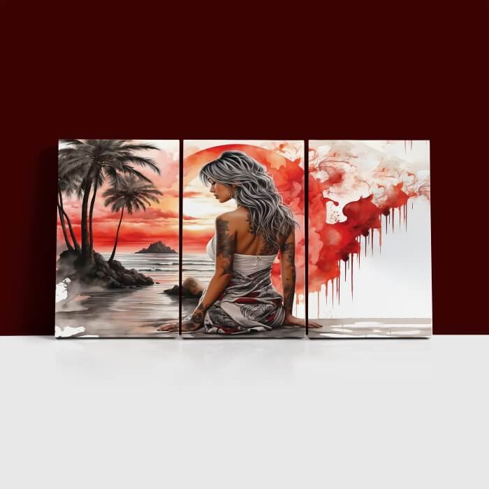 Q1 57305000 Painting Of Woman Sitting On Beach AOA13999 (AOA13129)