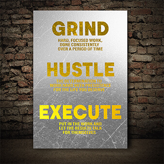 M1 0012 grind hustle execute gold text aoa14329